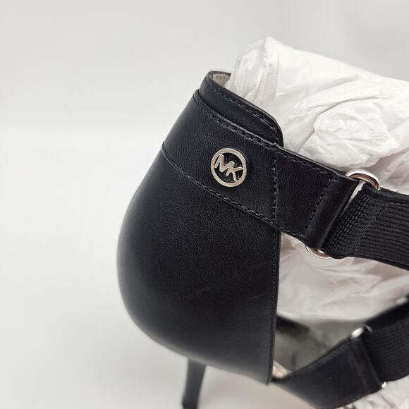 Michael Michael Kors Wendy Mid Sandals Womens Size 7.5 Black Snake Leather Heels - Picture 11 of 15